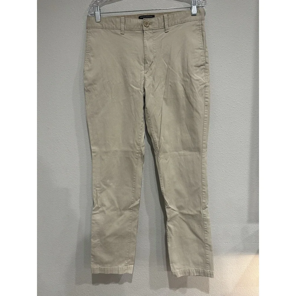 Banana Republic Pants Mens 32 x 32 Aiden Chino 100% Cotton Khaki‎ Preppy Classic